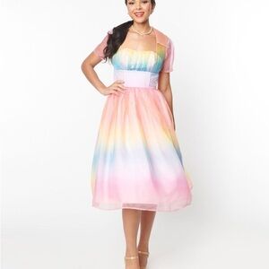 Unique Vintage Rainbow Libby Swing Dress 2X 18 BNWT Pride